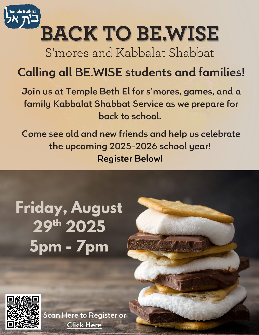 Back to BE.WISE: S'mores and Kabbalat Shabbat