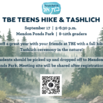 TBE Teens Hike & Tashlich